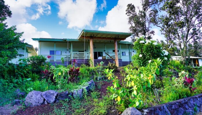 The home at Sundari Gardens, set among the garden and lava rock